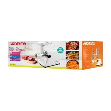 ARDESTO М'ясорубка, 1750Вт, продук.-2 кг/хв, 3 решітки + для ковб., кеббе, 4 терки, біло-сріблястий (368072) MGA-2300J фото