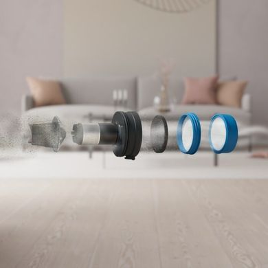 Electrolux Пилосос бездротовий, конт пил -0.3л, автон. робота до 40хв, вага-2.2кг, HEPA12, AutoMode, 4 насадки, синій (365306) EP71UB14DB фото