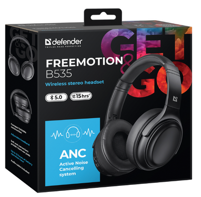 Наушники Defender FreeMotion B535 Bluetooth ANC, Black (63535) (6918547) 63535 фото