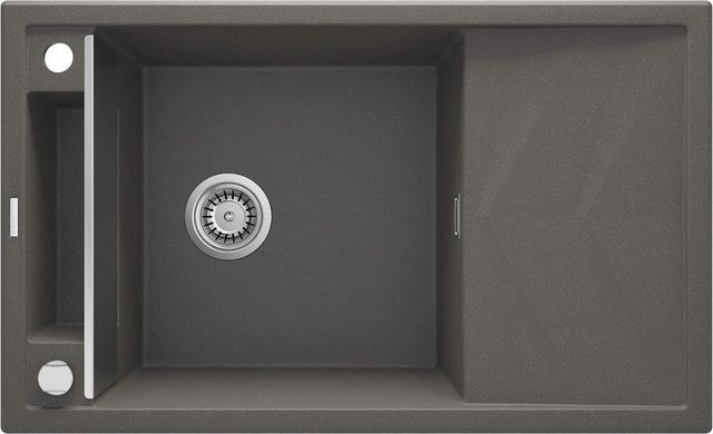 Мийка кухонна Deante Magnetic, граніт, прямокут., з крилом, 820х500х219мм, чаша - 1, накладна, антрацит (360218)