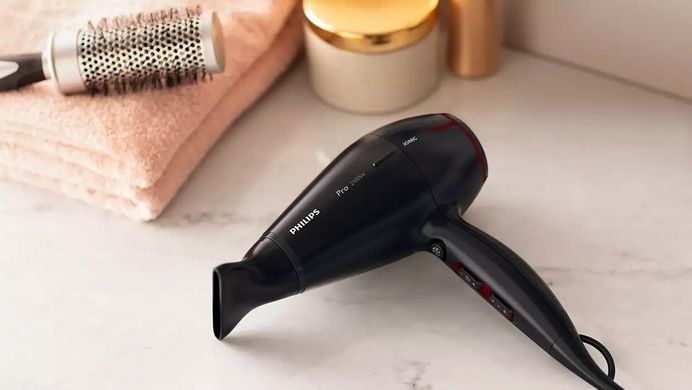 Philips Фен Professional, 2100Вт, 3 режими, іонізація, хол. обдув, чорний (185220) HPS910/00 фото