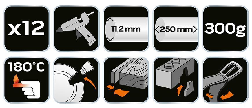 Стержни клеевые 11 мм, 12 шт., прозрачные 17-113 фото