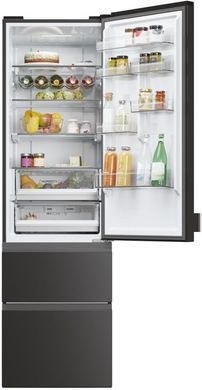 Haier Холодильник многодверный, 205x59.5х65.7, холод.отд.-289л, мороз.отд.-125л, 3дв., А++, NF, инв., дисплей, нулевая зона, черный HTW5620DNPT фото