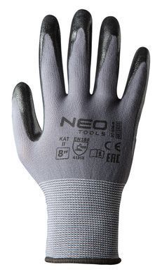 Рукавички Neo Tools 97-616 для роботи, нейлон з нітрилом, підвищена міцність, сертифікат CE розмір 9/L