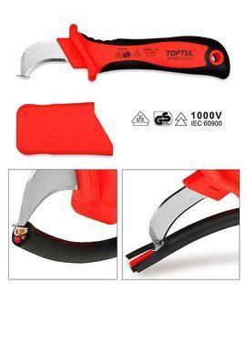 Нож кабельный изогнутый TOPTUL 1000V VDE SFAB5020V4 SFAB5020V4 фото