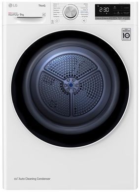 LG Сушильна машина тепловий насос, 9кг, A++, 69см, дисплей, автоматичне очищення конденсатора, білий (367783) DC90V5V0W фото