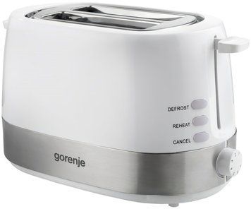 Тостер Gorenje 850Вт, пластик/метал, функц. разморож, автоотключение, белый (295190) T850WE фото