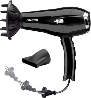 BaByliss Фен, 2000Вт, 3 режими, іоніз-я, хол. обдув, змотка шнура, чорний (373646) D374DE фото