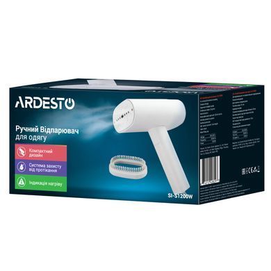 ARDESTO Отпариватель ручной SI-S1200W, 1200Вт, 120мл, постоянный пар - 22гр, складная ручка, керам. подошва, белый SI-S1200W фото