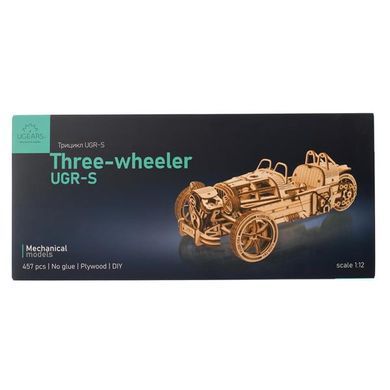 Дерев'яний механічний 3D конструктор Ugears Трицикл UGR-S (70216) dt_93676 фото