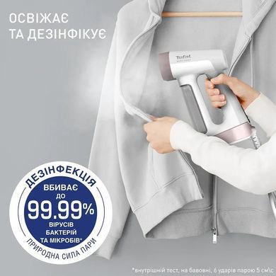 Отпариватель Tefal компактный Pure Force 2в1, 1800Вт, 180мл, постоянный пар - 35гр, керам. подошва, белый DT8720E0 фото