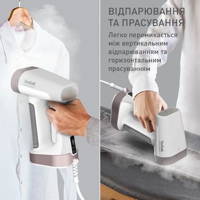 Отпариватель Tefal компактный Pure Force 2в1, 1800Вт, 180мл, постоянный пар - 35гр, керам. подошва, белый DT8720E0 фото