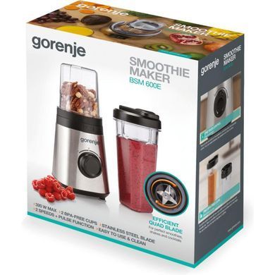 Блендер Gorenje для смузі 320Вт, чаша-600мл, нерж-чорний (376949) BSM600E фото