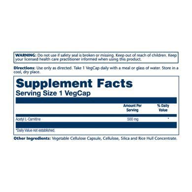 Solaray, Acetyl L-Carnitine, 500 mg, 30 VegCaps