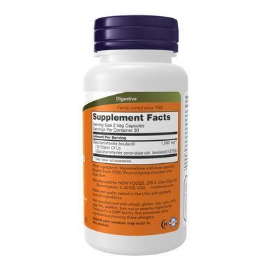 Сахаромицеты буларди, Saccharomyces Boulardii, Now Foods, 5 млрд. КОЕ, 120 вегетарианских капсул