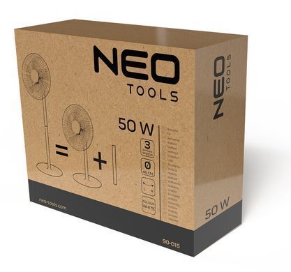 Вентилятор підлоговий Neo Tools 90-015, 40 см, 50 Вт, 3 швидкості, білий 90-015 фото