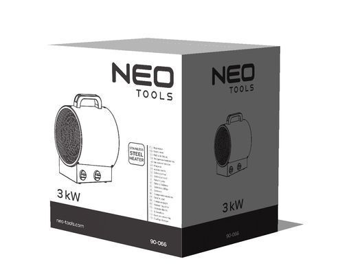 Промислова теплова гармата Neo Tools 90-066, 3 кВт (нержавіюча сталь) електрична