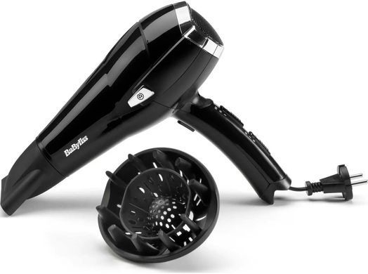 BaByliss Фен, 2000Вт, 3 режими, іоніз-я, хол. обдув, змотка шнура, чорний (373646) D374DE фото