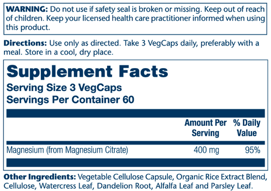 Цитрат Магния Solaray (Magnesium Citrate) 400 мг (180 вегетарианских капсул)