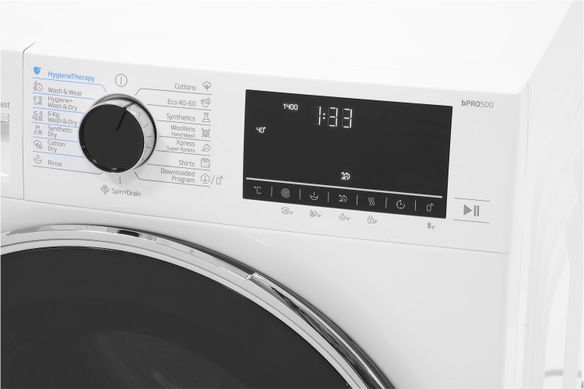 Beko Стирально-сушильная машина фронтальная, 9(6)кг, 1400, D, 60см, дисплей, белый B5DFT59447W фото