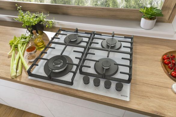Gorenje Варочная поверхность газ на стекле, 60см, чугун, белый GTW642SYW фото