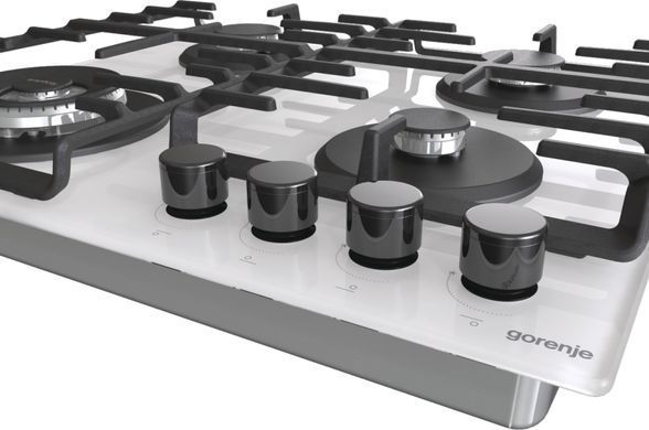 Gorenje Варочная поверхность газ на стекле, 60см, чугун, белый GTW642SYW фото