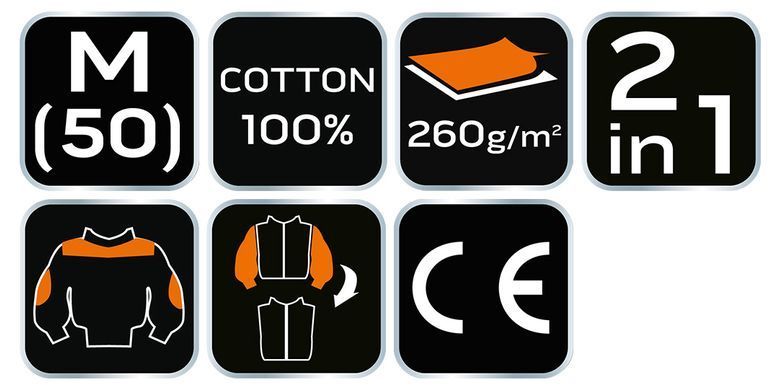 Рабочая толстовка NEO TOOLS 81-311 Cotton Slim 2-в-1, 100 % хлопок, 260 г/м&sup2;, CE M