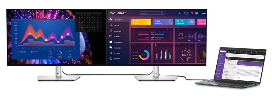 Dell Монитор 27" U2724DE HDMI, DP, USB-C, RJ-45, Audio, IPS, 2560x1440, 120Hz, sRGB 100%, Pivot 210-BKTV фото