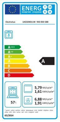 Electrolux Плита газовая, 57л, 50x60см, белый LKG504011W фото