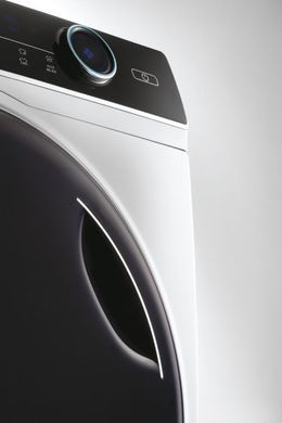 Haier Прально-сушильна машина фронтальна, 8(5)кг, 1400, A, 55см, дисплей, пара, інвертор, люк чорний, прямий привід, білий (375299) HWD80-B14979 фото