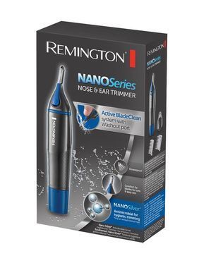 Remington Триммер Nano Series для носа и ушей, ААх1, насадок-3, сталь, черно-синий
