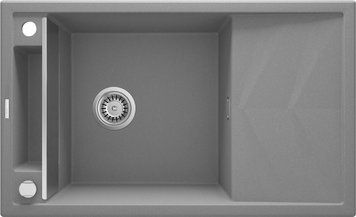 Мийка кухонна Deante Magnetic, граніт, прямокут., з крилом, 820х500х219мм, чаша - 1, накладна, сірий (360301)