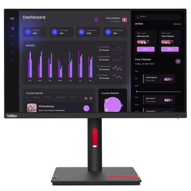 23.8" 16:9 IPS РК монітор, 1920х1080, 4 мс, 60 Гц, 1xVGA/1xHDMI 1.4/1xDP 1.2/4xUSB 3.0, LTPS LENOVO T24i-30 (63CFMATXUA) 3702725 фото
