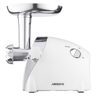 М'ясорубка ARDESTO 2000Вт, продук.-1.9кг/хв, 3 решітки + для ковб., кеббе, 3 терки, пластик, біло-сріблястий (373920) MGA-2000W фото