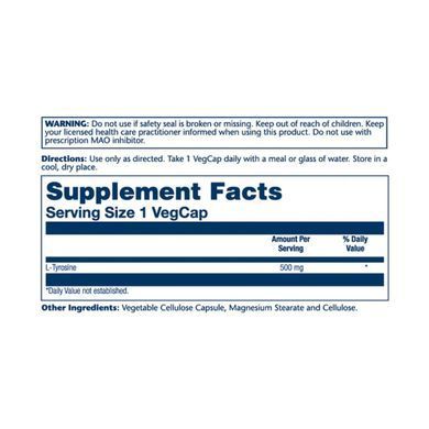 L-Tyrosine 500mg - 50 vcaps Solaray