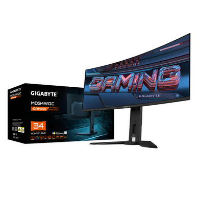 iгровий монiтор 34" QD-OLED Curved 1800R 175Hz 3440x1440(WQHD)0.03ms 2xHDMI(2.1) 1xDP(1.4) KVM 2x3W GIGABYTE MO34WQC Gaming Monitor 3727380 фото