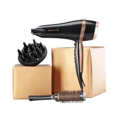 Remington Фен Salon Smooth, 2100Вт, 3 режими, дифузор,гребінець, кейс, іоніз-я, хол. обдув, , чорний (381881) D6960GP фото