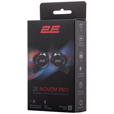 Навушники 2E Novem Pro True Wireless, 4 Mic, Waterproof, Black (375469) 2E-EBTWNPBK фото