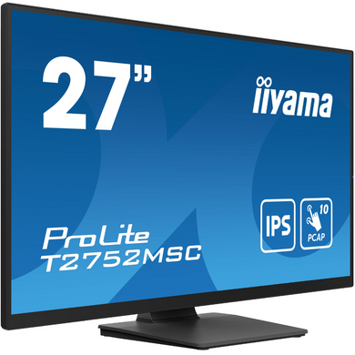 27" 16:9 IPS сенсорний РК монітор, 1920х1080, проекційно-ємністна технологія, 1xHDMI/1xDP/2xUSB 3.2, IIYAMA T2752MSC-B1 3724864 фото