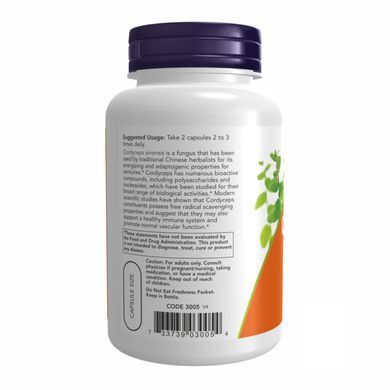 Кордицепс Now Foods (Cordyceps) 750 мг 90 капсул