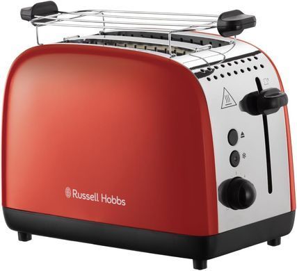 Russell Hobbs Тостер Colours Plus, 1600Вт, нержав., підігрів,разморозка, червоний (370488) 26554-56 фото