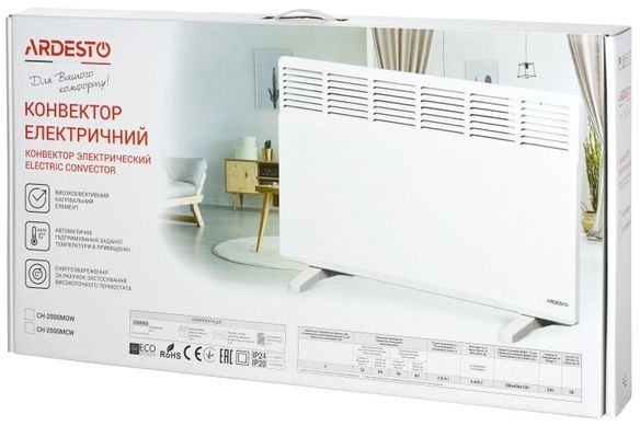 ARDESTO Конвектор, 20м2, 2000Вт, мех. упр-ння, закр. нагрів. елемент, IP24, білий (298813)