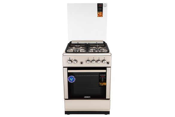 ARDESTO Плита комби, 64л, 60x60см, конвекция, чугун, подсветка, форсунки LPG (подключение газового баллона), съемные направляющие, серебристый FSC-F6060PS фото