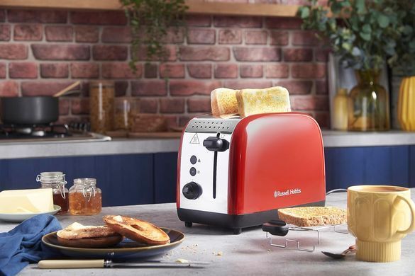 Russell Hobbs Тостер Colours Plus, 1600Вт, нержав., підігрів,разморозка, червоний (370488) 26554-56 фото