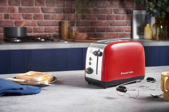 Russell Hobbs Тостер Colours Plus, 1600Вт, нержав., підігрів,разморозка, червоний (370488) 26554-56 фото