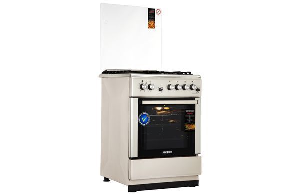 ARDESTO Плита комби, 64л, 60x60см, конвекция, чугун, подсветка, форсунки LPG (подключение газового баллона), съемные направляющие, серебристый FSC-F6060PS фото