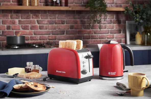 Russell Hobbs Тостер Colours Plus, 1600Вт, нержав., підігрів,разморозка, червоний (370488) 26554-56 фото
