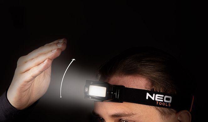 Налобний ліхтар Neo Tools 99-069 з датчиком руху, 180 люмен, червоне світло, водонепроникний 99-069 фото