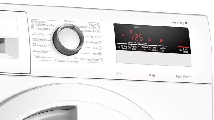 Bosch Сушильна машина тепловий насос, 8кг, A++, 60см, дисплей, білий (366630) WTH83253BY фото