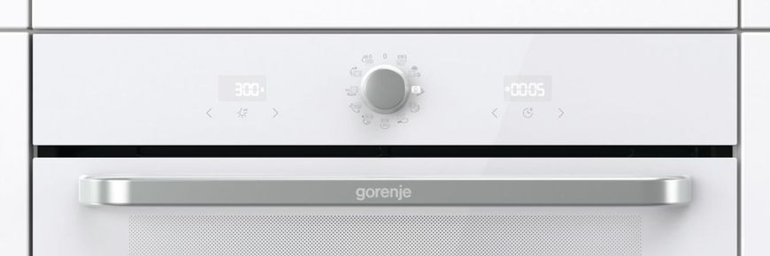 Gorenje Духова шафа електрична, 77л, A, пара, дисплей, макс.темпер.-300, білий (363516) BOS6737SYW фото